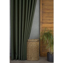 Massarelli Fon Perde Keten Koyu Yeşil Pilesiz 60X260