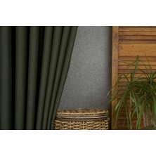 Massarelli Fon Perde Keten Koyu Yeşil Pilesiz 60X260