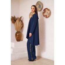 Darlin Moda Lacivert Varak Desenli Ikili Takım DM40008
