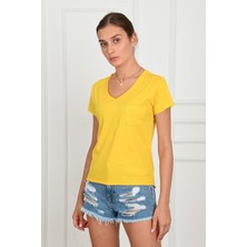 Koza Kadın Basic Cepli Tshirt 8328
