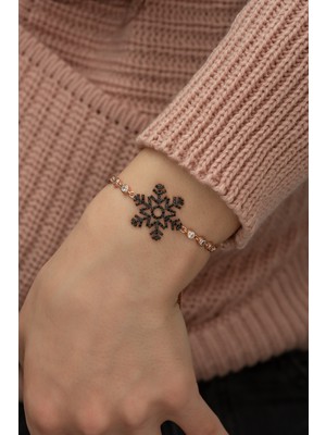 Nereze 925 Ayar Asansörlü Siyah Kartanesi Kadın Gümüş Bileklik