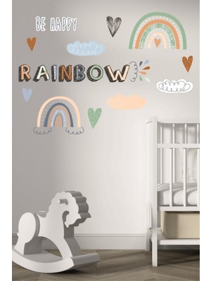 Lizpo Decor Rainbow-Be Happy Çocuk Odası Duvar Sticker Dekorasyon Seti Model 4