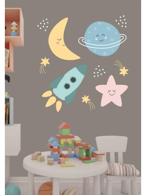 Lizpo Decor Uzay Güneş Ay Çocuk Odası Duvar Sticker Dekorasyon