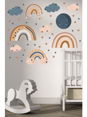Lizpo Decor Gökkuşağı Bulut Çocuk Odası Duvar Sticker Dekorasyon Seti Model 2