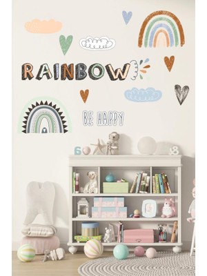 Lizpo Decor Rainbow-Be Happy Çocuk Odası Duvar Sticker Dekorasyon Seti Model 2