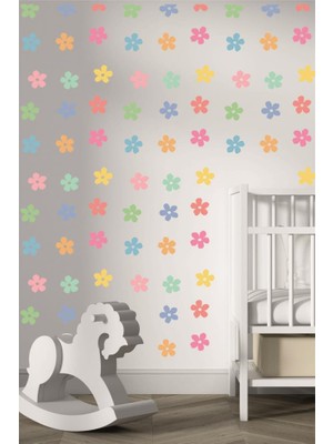 Lizpo Decor Renkli Çiçekler Çocuk Odası Karışık Konsept Duvar Dekorasyon Sticker 140 Adet