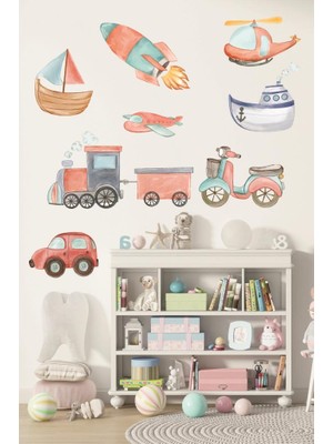 Lizpo Decor Tren Araba Füze Gemi Taşıma Araçları Koleksiyonu Seti Bohem Sticker