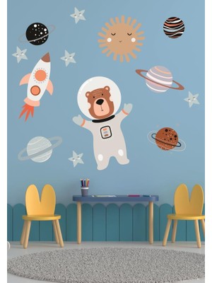 Lizpo Decor Çocuk Odası Gezegenleri Için Uzay Elementleri 60 x 50 cm 1 Adet Çocuk Odası Duvar Sticker Dekorasyon Md 1