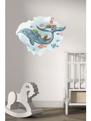 Lizpo Decor Bohem Balina Karikatür Deniz Duvar Sticker Çocuk Odası Dekorasyon
