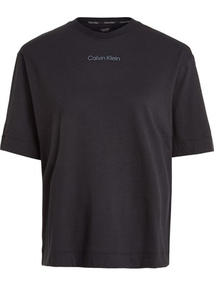 Calvin Klein Bisiklet Yaka Düz Siyah Kadın T-Shirt 00GWS3K104 Pw - Ss T-Shirt (Relaxed