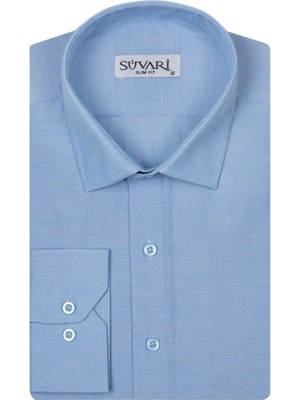 Süvari Classics Slim Fit Dar Kalıp  Cepsiz Gömlek