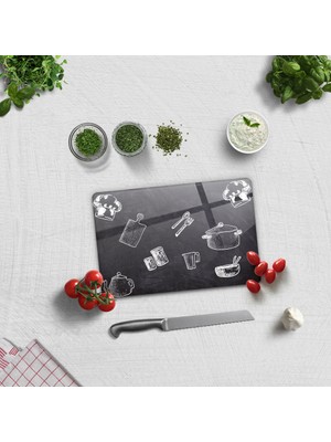 Decorita Cam Kesme Tahtası - Cam Kesme Tablası Karatahta Görünümlü 20cm x 30cm