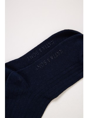 Katia & Bony Dantel Fiyonk Detaylı  Dizaltı Çocuk Basic Çorap Lacivert