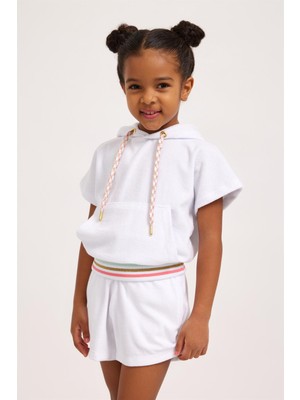 Katia & Bony Fun Giraffe Kız Çocuk Havlu Sweatshirt Beyaz