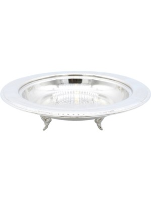 Copperdone El Dövmesi Ayaklı Model Bakır Tabak Sahan Gümüş Renk 25 cm