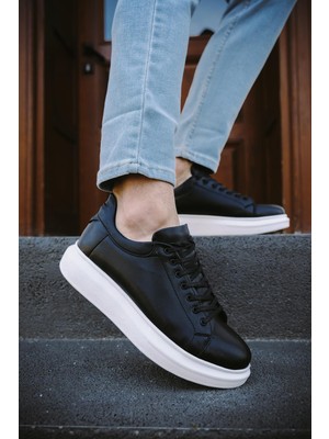 Oksit Kalın Tabanlı Erkek Sneaker Bağcıklı Beyaz Renk 43 Numaralı Spor Ayakkabı