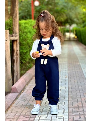 Pollito Unisex En Çizgi Fitilli Lacivert Teddy Oyuncaklı Salopet 2'li