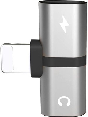 Profisher iPhone 7 8 x Xr Xs 11 Için 2 In 1 Ses Şarj Çift Adaptör Splitter Gümüş