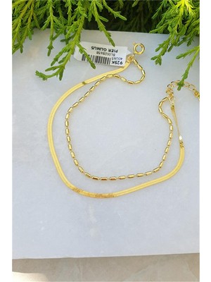 Pier Gümüş Iki Sıralı Zincir Gümüş Bileklik