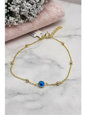 Pier Gümüş Toplu Nazar Boncuklu Gümüş Bileklik