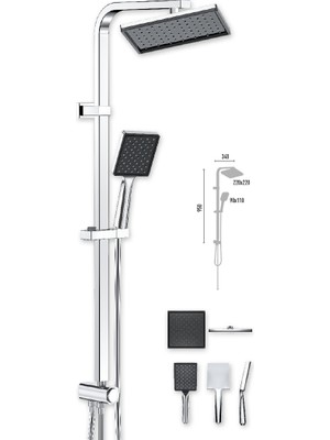Valtemo Duş Seti Sistemi Krom Quadro Space VS-2703