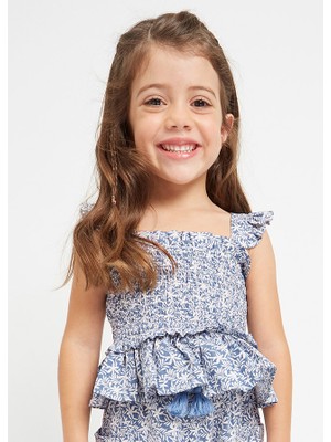 Mayoral Kız Çocuk Büzgülü Bluz Mavi 3141