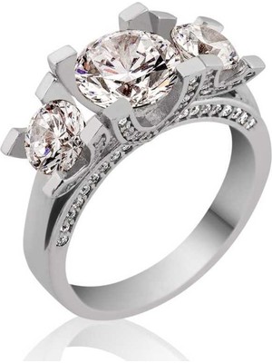 Stil Love Gümüş 3 Taş Tria Bayan Yüzük