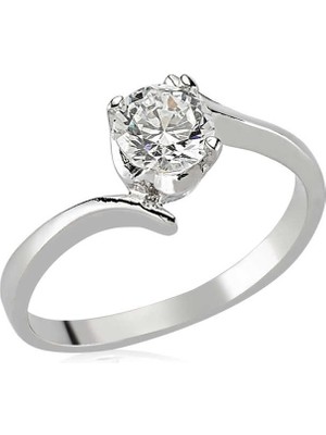 Stil Love Gümüş Tek Taş Bayan Yüzük