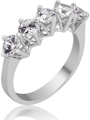 Stil Love Gümüş 5 Taş Bayan Yüzük