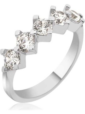 Stil Love Gümüş 5 Taş Bayan Yüzük