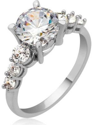 Stil Love Gümüş Tek Taş Bayan Yüzük