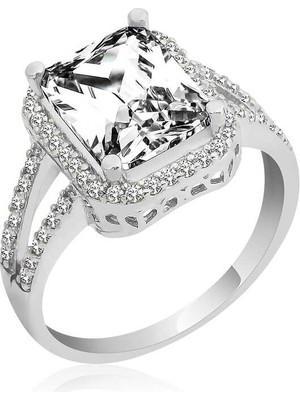 Stil Love Gümüş Baget Kare Bayan Yüzük