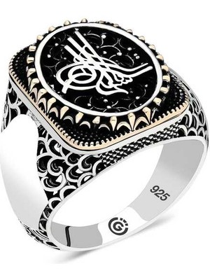 Stil Love Gümüş Tuğra Oval Erkek Yüzük