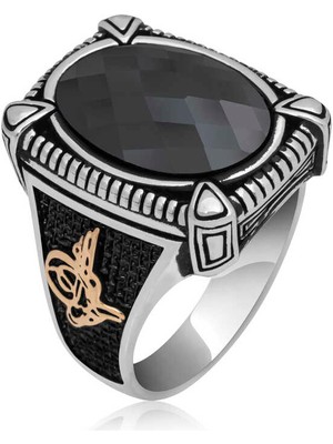 Stil Love Gümüş Siyah Zirkon Taşlı Erkek Yüzük
