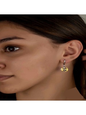 Gumush Swarovski Crystal Taşlı Gümüş Beyaz Sallantılı Kadın Küpe