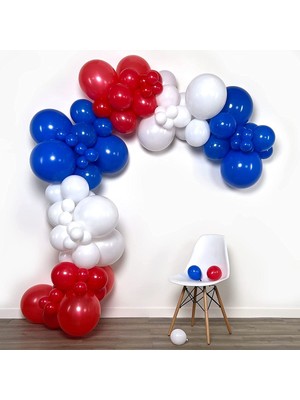 Best Parti Kırmızı-Beyaz-Koyu Mavi Balon Seti 50 Adet