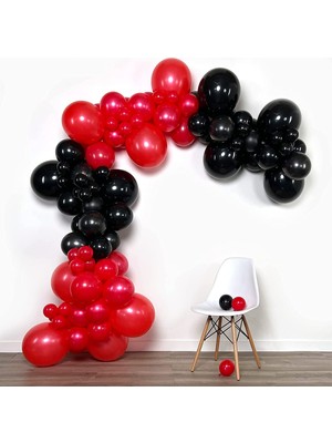 Best Parti Kırmızı-Siyah Balon Seti 50 Adet