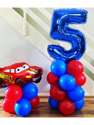 Best Parti Araba Temalı Rakam Balonlu Set Balon Seti Yaş 5