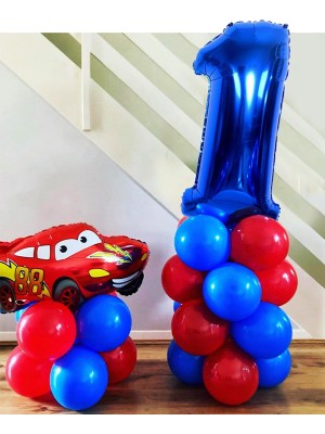 Rönesans Parti Araba Temalı Rakam Balonlu Set Balon Seti Yaş 1