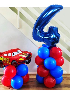 Rönesans Parti Araba Temalı Rakam Balonlu Set Balon Seti Yaş 4