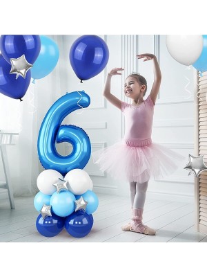 Rönesans Parti Mavi Rakam Balon Karşılama Seti Yaş Balonlu Yaş 6