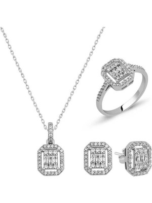 Stil Love Gümüş Baget Taşlı Bayan Set