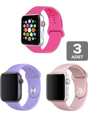 Mimtec Apple Watch 3 4 5 6 7 8 Se 38 40 41MM Kordon Kayış 3 Adet Set Bileklik Klasik Silikon