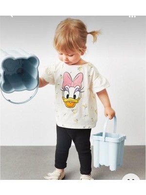 Soft and Baby Daisy Duck Baskılı Kız Çocuk Alt Üst Takım Eşofman Takımı Taytlı Takım