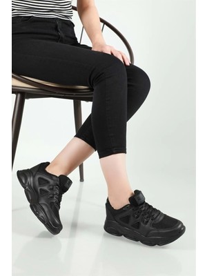 KAFKASLAR AYAKKABI Ortopedik Kalın Taban Düz Renk Bayan Sneakers Spor Ayakkabı
