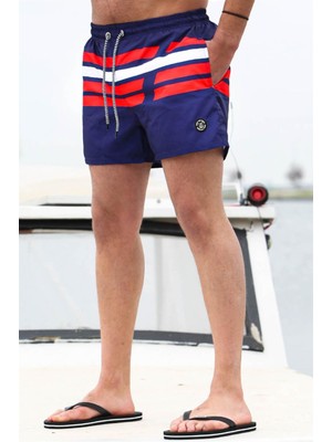 Madmext Lacivert Çizgili Erkek Deniz Şortu 6363