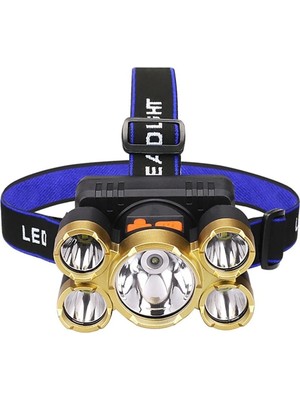 Fuji 150W Ultra Güçlü LED Şarjlı 5 LED 5x Cree LED Kafa Feneri Avcı Feneri Balıkçı Kamp Feneri