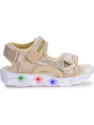 Kiko Kids Kivu  Hologram Işıklı Kız Çocuk Cırtlı Sandalet Ayakkabı