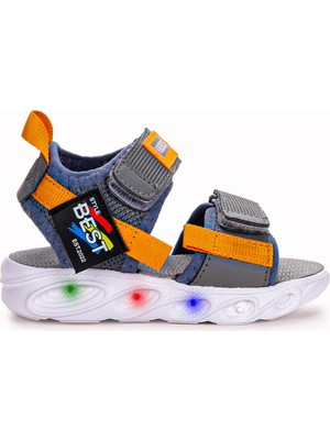 Kiko Kids 100 Işıklı Günlük Kız/erkek Çocuk Cırtlı Sandalet Ayakkabı Füme