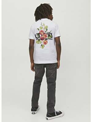 Jack & Jones Desenli Kırık Beyaz Erkek Çocuk T-Shirt 1223082610